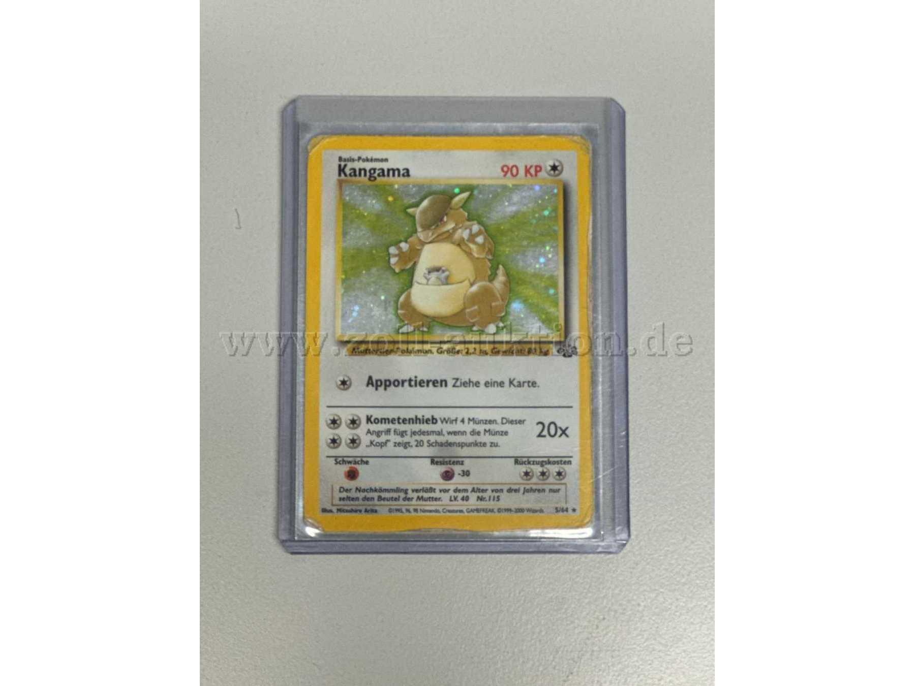 Pokémon Karte "Kangama Nr.5/64", in Schutzhülle Ansicht von vorne