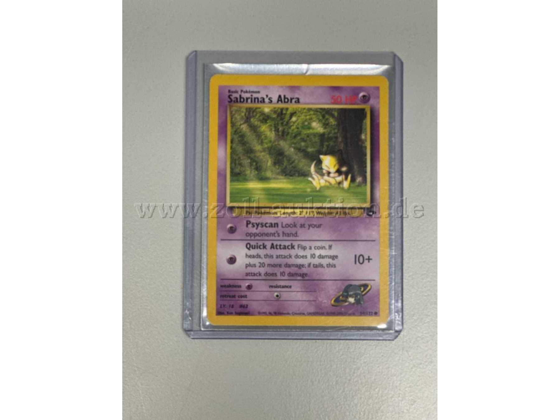 Pokémon Karte "Sabrina's Abra Nr.94/132", in Schutzhülle Ansicht von vorne