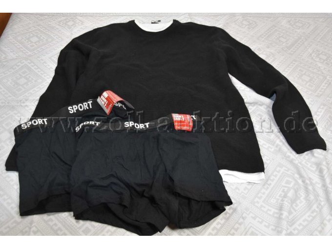1 schwarzer Pullover „FSBN“ & 2 schwarze Shorts „Sport“
