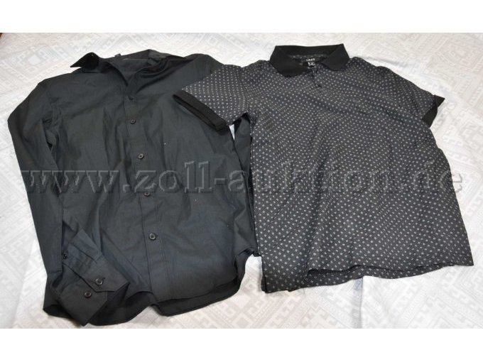 1 schwarzes Poloshirt „ SMOG“ Gr. S & 1 schwarzes Hemd "H&M" Gr. S,
