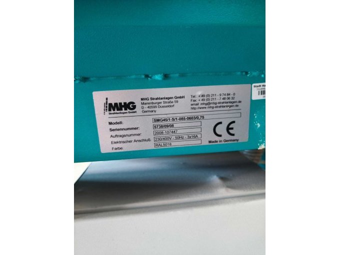 1 professionele zandstraalcabine, MHG Strahlanlagen GmbH, MHG SMG45/1-S/1-085-0603/0,75 – foto 4 – kavel bij Zoll-Auktion, Haldensleben