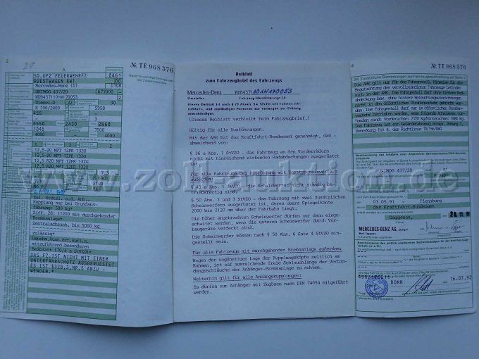 Rüst-, und Gerätewagen MB Unimog, Fahrzeugbrief-1