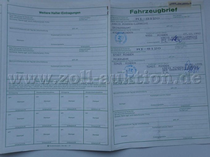 Rüst-, und Gerätewagen MB Unimog, Fahrzeugbrief-2