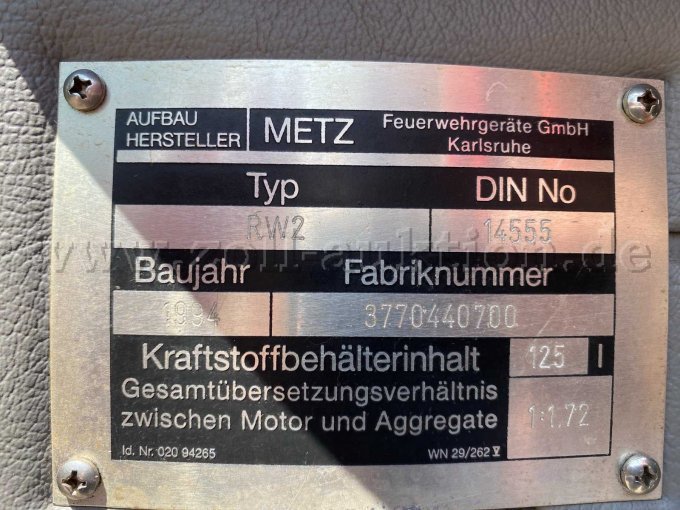Typenschild Aufbau Metz
