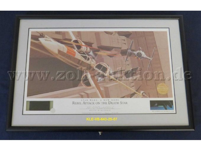 Ralph McQuarrie signierte Star Wars Lithographie „A New Hope“ – „Rebel Attack on the Death Star“ (507/2.500)