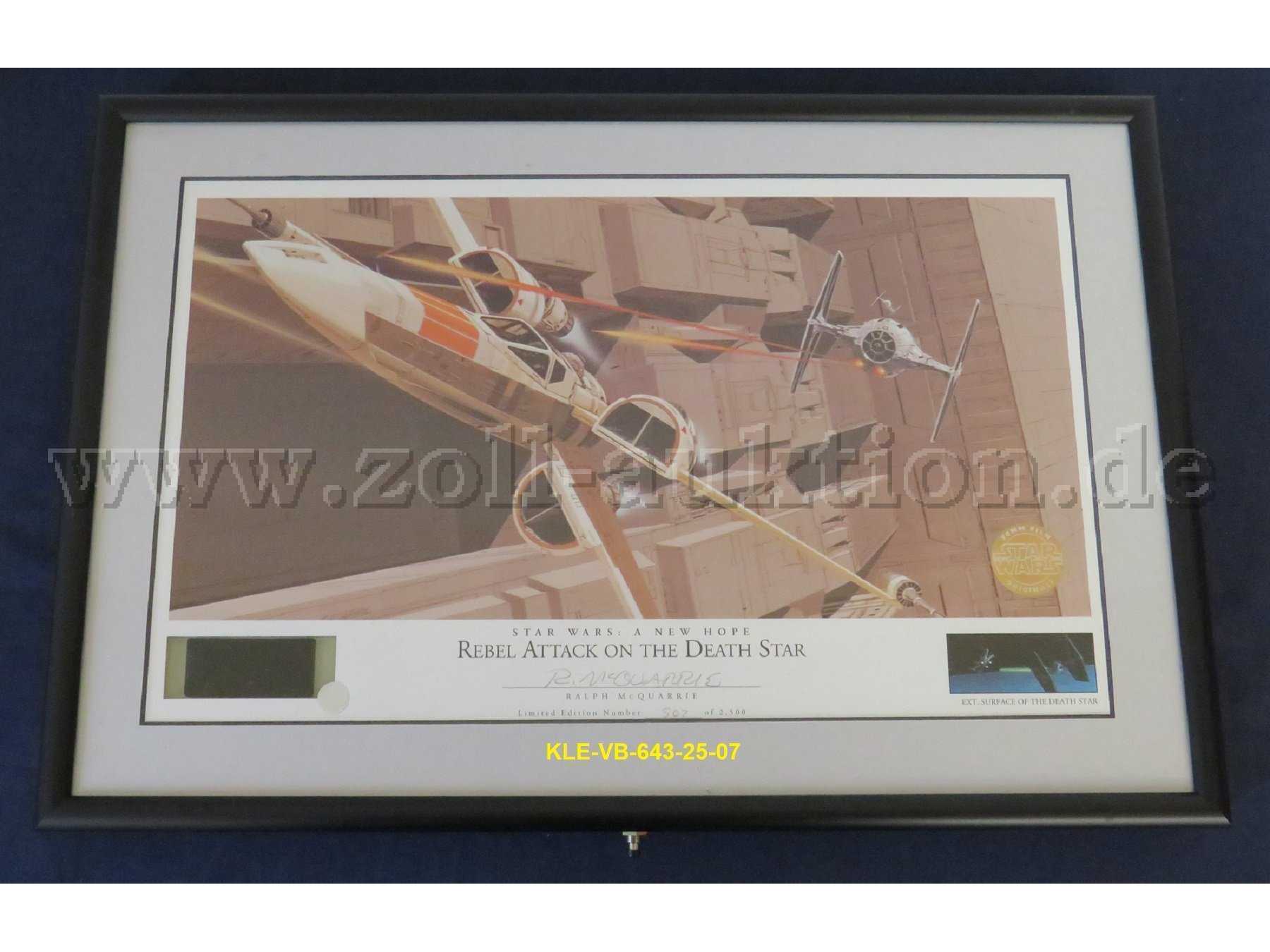 Ralph McQuarrie signierte Star Wars Lithographie „A New Hope“ – „Rebel Attack on the Death Star“ (507/2.500)
