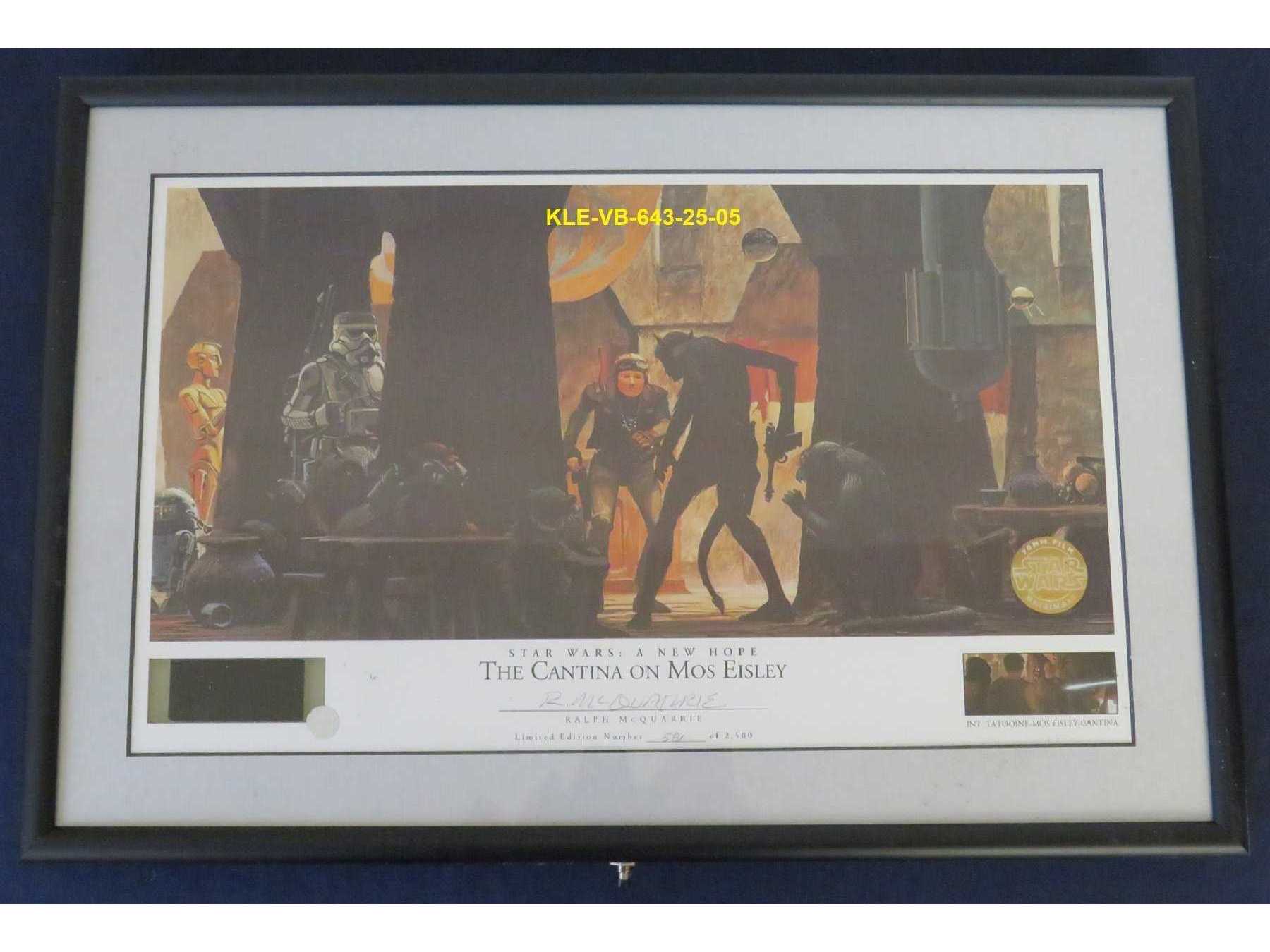 1 Ralph McQuarrie signierte Star Wars Lithographie „A New Hope“ – „The Cantina on Mos Eisley“ (581/2.500)