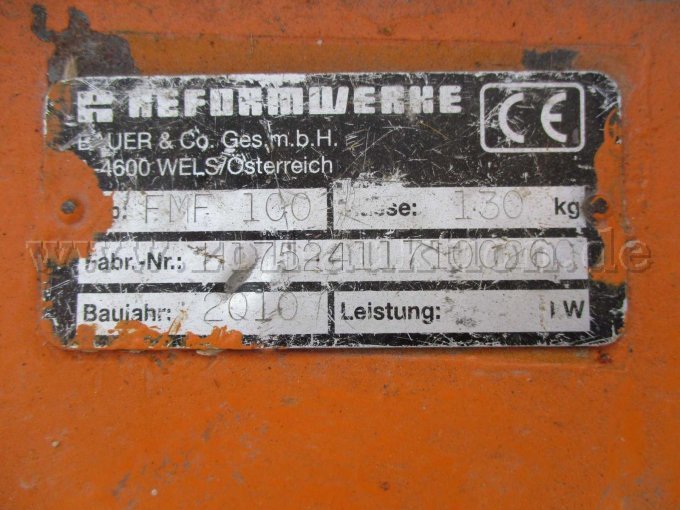 Reform Schlegelmulcher, Typenschild mit CE-Kennzeichnung