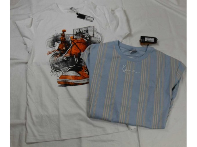 1 weißes T-Shirt mit Druck „Mister Tee“ & 1 gestreiftes T-Shit „Kane