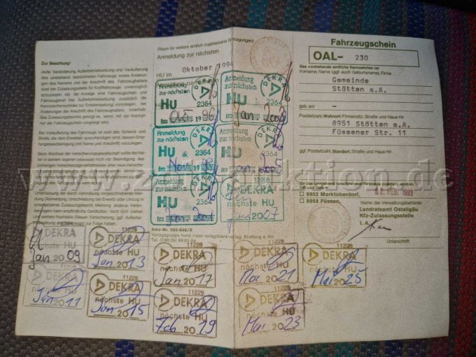 Zulassungsbescheinigung