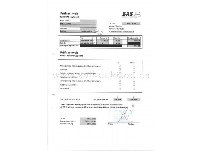 Prüfbericht Eingleis-Set
