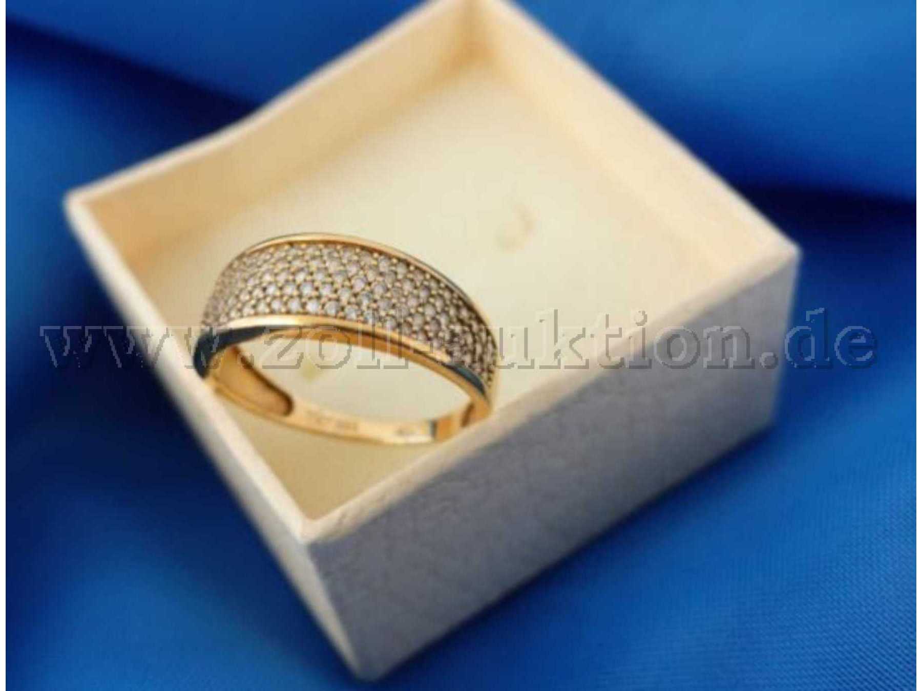 Ring 333er Gold mit ca. 100 Spinelle in einer Schachtel - Diagonale