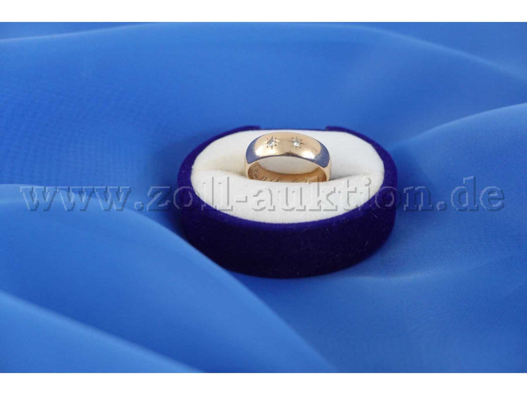 585er Gelbgold Ring mit 2 Brillianten - von oben