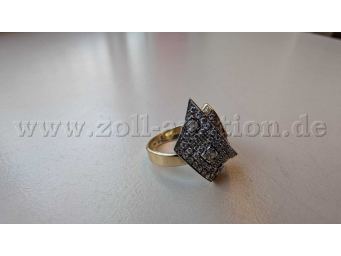 Ring 585er Gold mit weißen Steinen Rückansicht