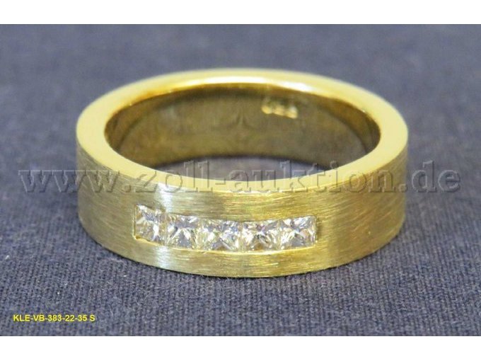 Ring, 750er, gelbgold mit 5 Diamanten im Princess-Schliff