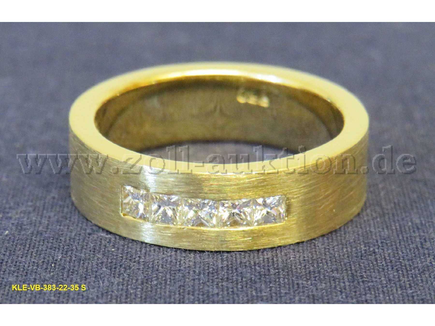 Ring, 750er, gelbgold mit 5 Diamanten im Princess-Schliff