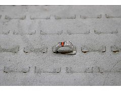 Ring aus 585er Weißgold mit Diamanten und Koralle