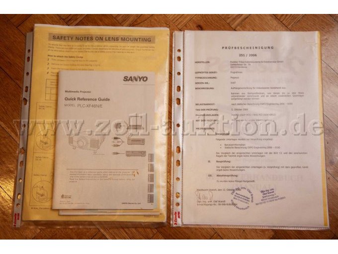 Bedienungsanleitung und Prüfbescheinigung Flugrahmen