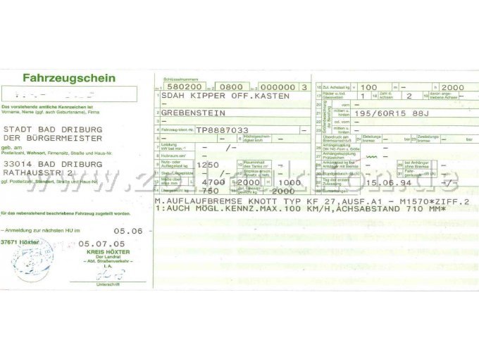 Fahrzeugschein