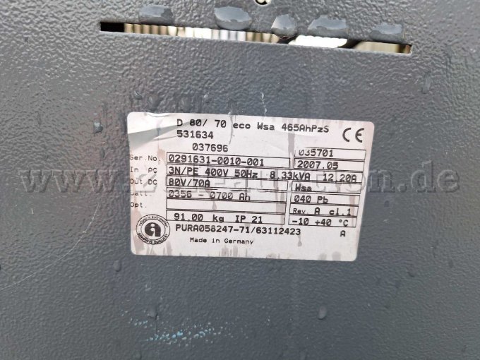 Ladegeräte Typenschild