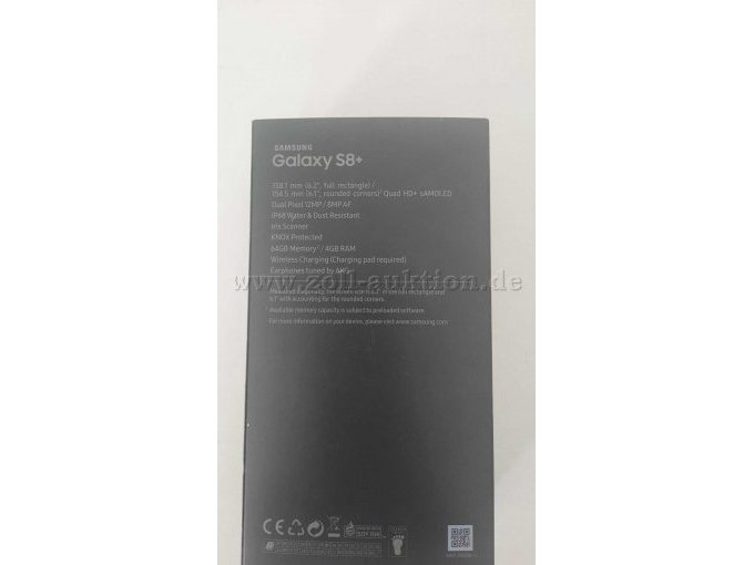 Abbildung Verpackung Rückseite SAMSUNG Galaxy S8+