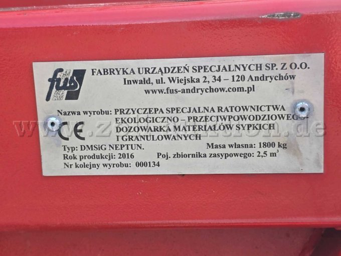 Typenschild Sandsackfüllmaschine