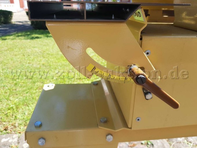 Scheppach Bandschleifmaschine bsm2010 Nahaufnahme der Neigungseinstellung
