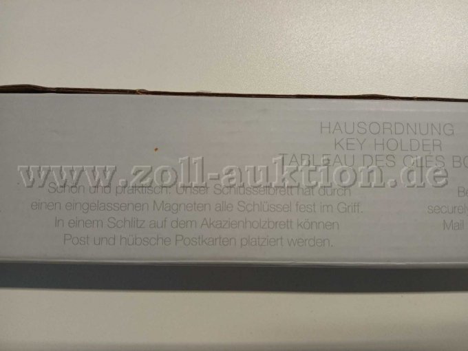 Schlüsselbrett mit Beschreibung