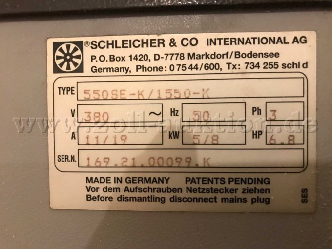 Typenschild von Schleicher & Co