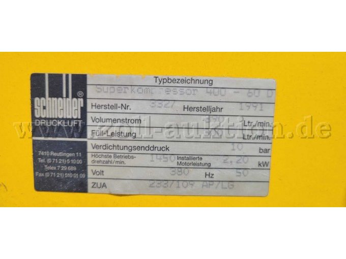 Typenschild Kompressor