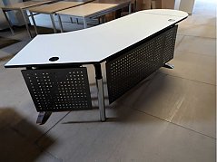 Tischkombi elfenbein-chrom, schw.Blende - front