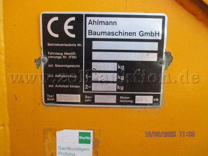 Typenschild Radlader