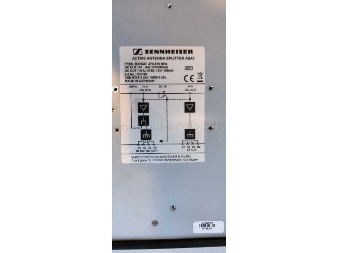 Sennehiser Label vom Antennen Splitter