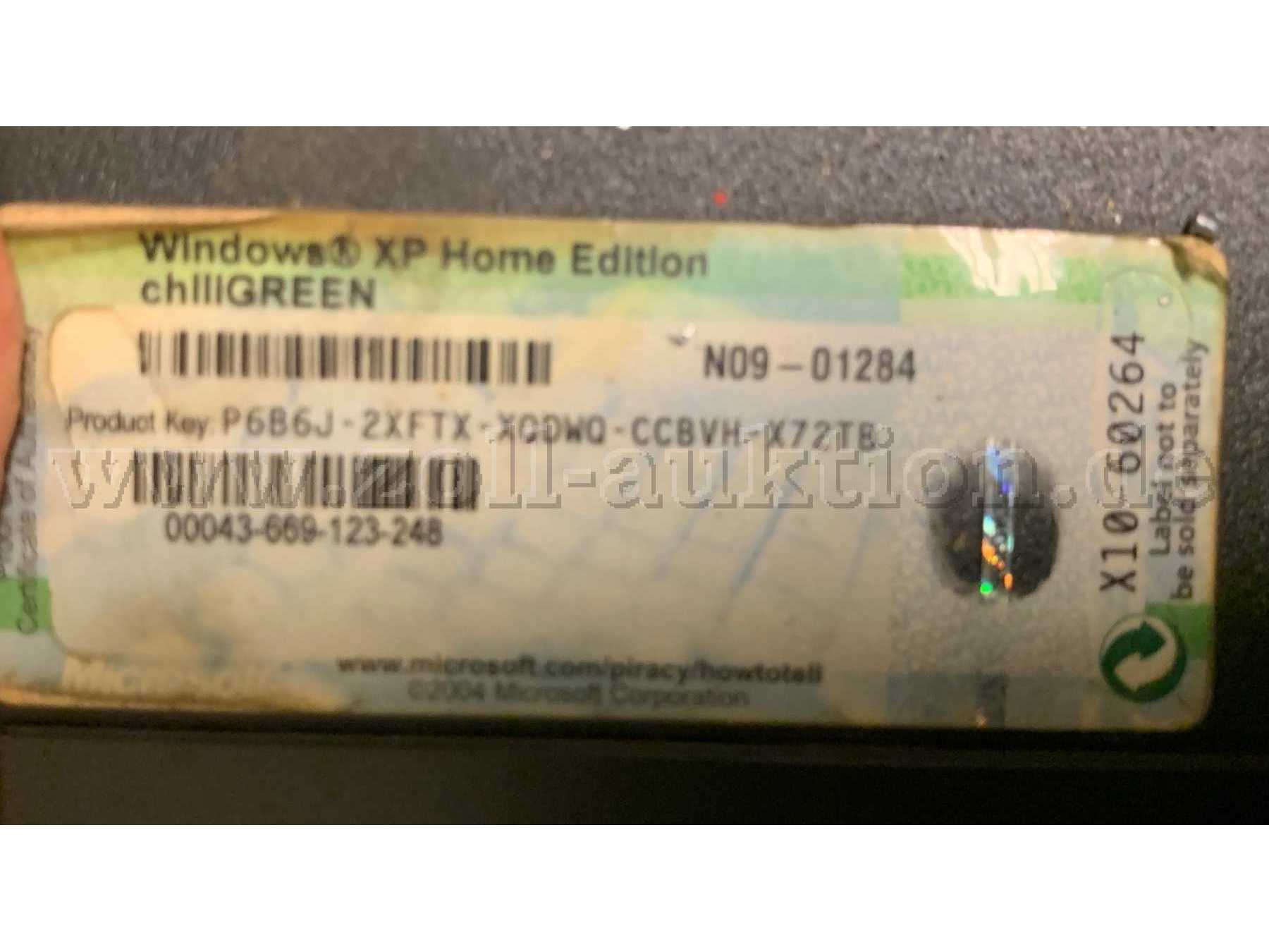 Typenschild Computer Windows XP