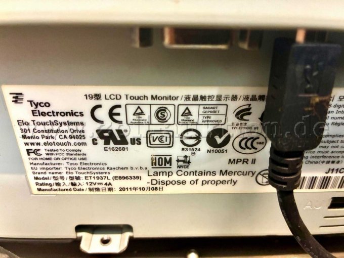 Beschreibung Touchscreen Bildschirm mit CE-Kennzeichen.