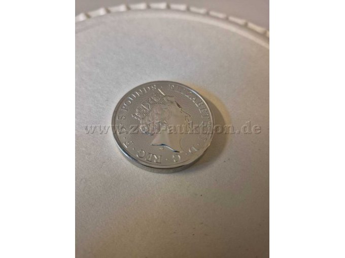 1 zilveren munt van 2 oz "White Horse of Hanover" 2020 The Queen of Beasts 999,9 zilver – foto 2 – kavel bij Zoll-Auktion, Hagen