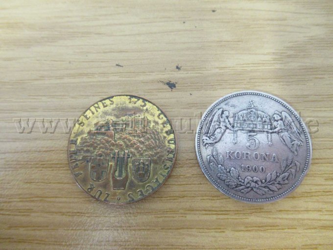 1 Messing Medaille, ! Silber Münze