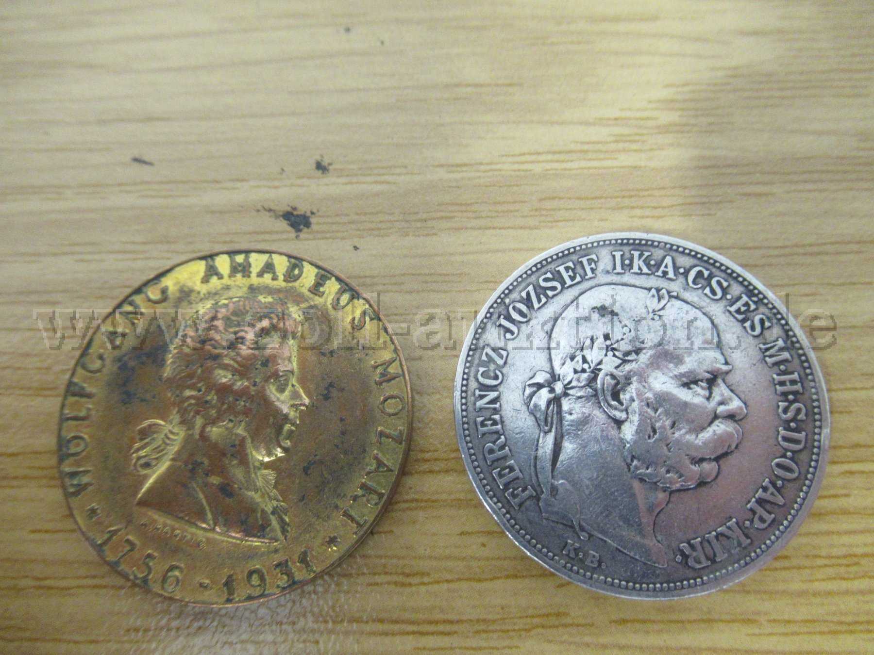 1 Messing Medaille, 1 Silber Münze