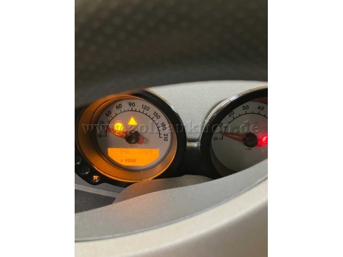 Tachoanzeige mit Fehlermeldung und Meldung zur Durchsicht