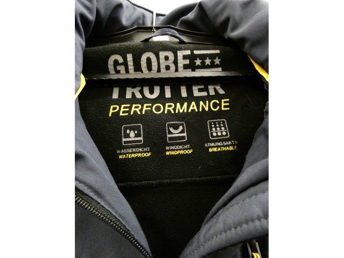 Globetrotter Softshell-Jacke für Herren_ Logo Innenseite und Funktionsbeschreibungen