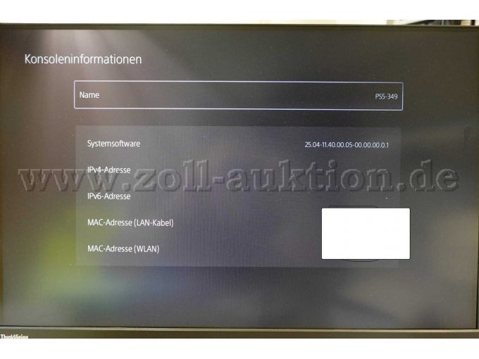 1 PS5 weiß, Konsoleninformation