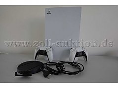 1 PS5 Draufsicht mit Logo,
2 Controller, weiß,
1 HDMI-Kabel,
1 Netzkabel,
1 Stand Fuß ohne Schraube