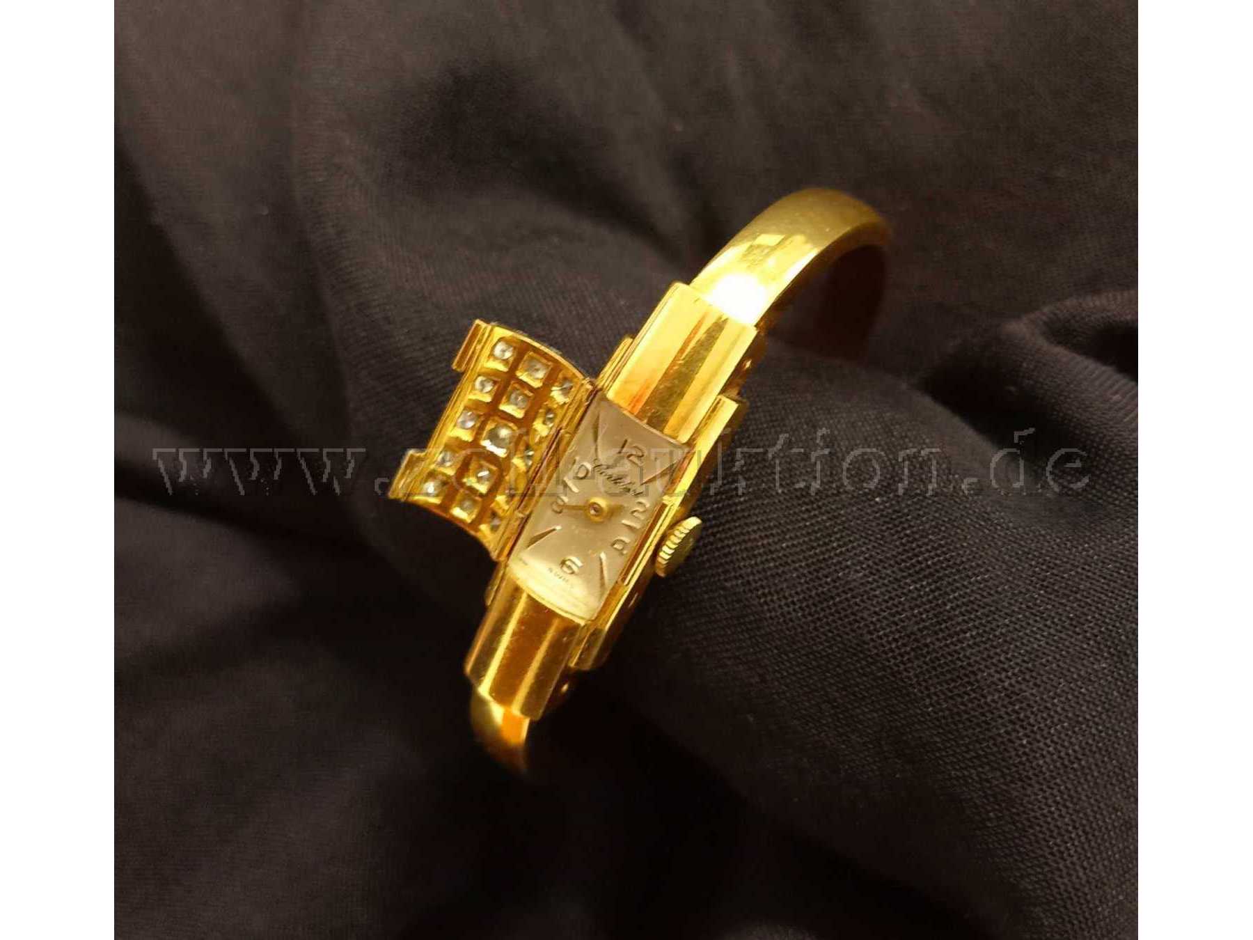 1 Spangenarmbanduhr mit diamantenbesetztem, klappbaren Schutzdeckel von Cortébert