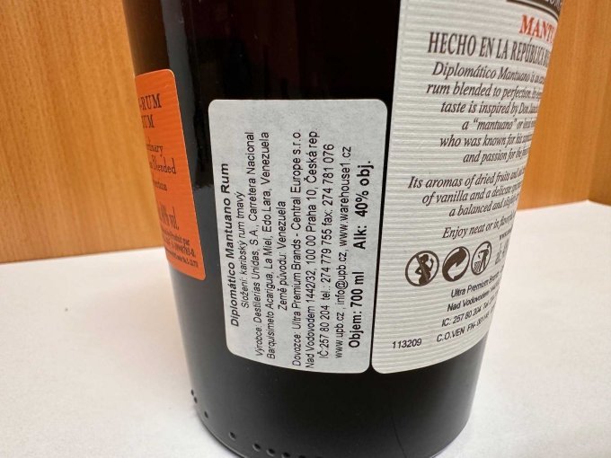 Rum Diplomatico 0,7 Liter Rückseite