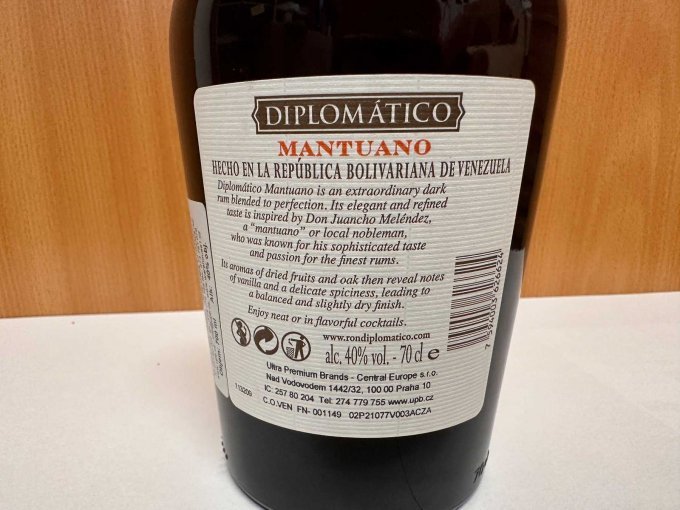 Rum Diplomatico 0,7 Liter Rückseite