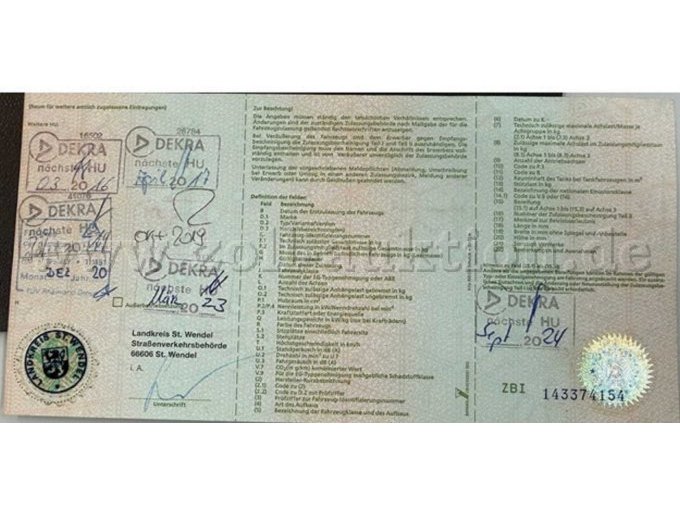 Zulassungsbescheinigung Teil 1 Seite 2