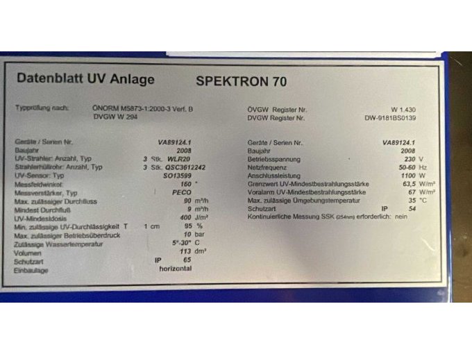 Datenblatt UV Anlage