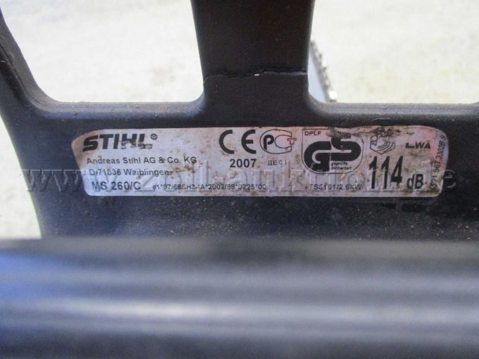 Motorsäge Stihl MS 260, Typenschild