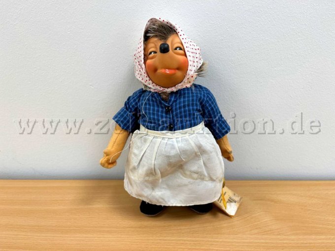 Stoff-Figur von Steiff "Micki", mit Knopf und Etikett, vordere Ansicht