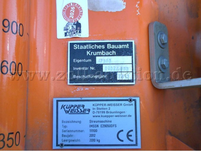 Streuer - Küpper Weisser - IMSSN E29050DFS - Typenschild